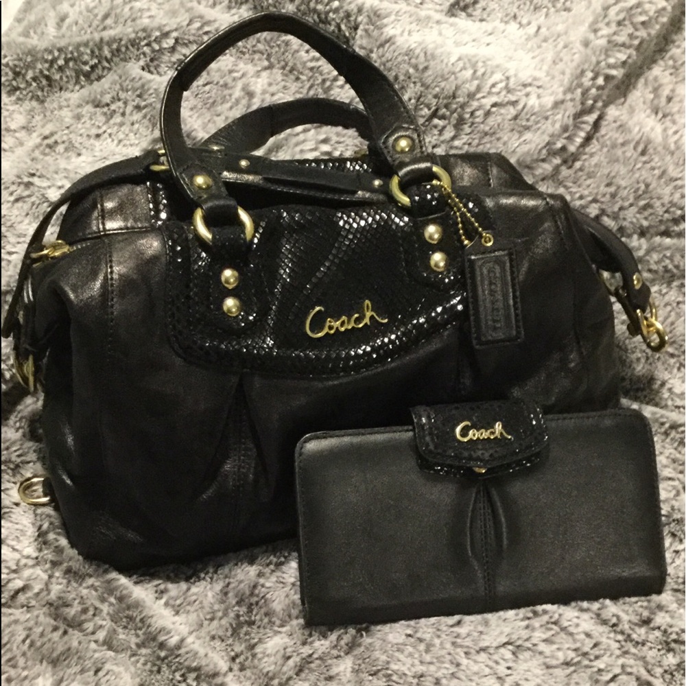 Leather Coach Ashley Purse & Matching Wallet